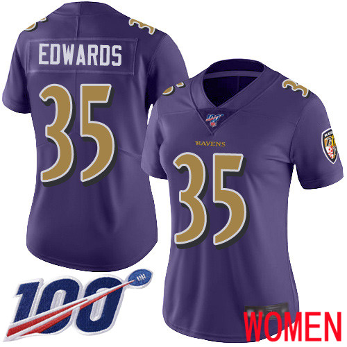 Baltimore Ravens Limited Purple Women Gus Edwards Jersey NFL Football #35 100th Season Rush Vapor Untouchable->youth nfl jersey->Youth Jersey